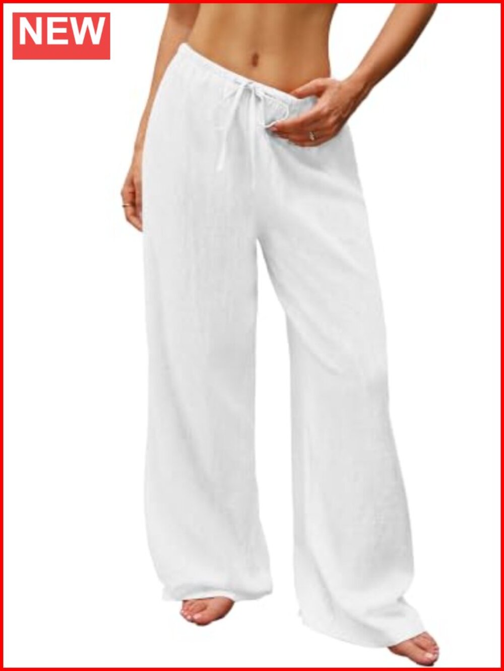 Low Rise Linen Wide Leg Palazzo Pants